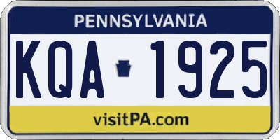 PA license plate KQA1925