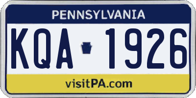 PA license plate KQA1926