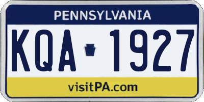 PA license plate KQA1927