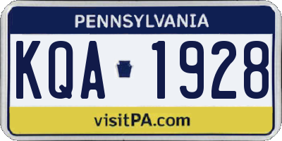 PA license plate KQA1928