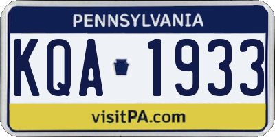 PA license plate KQA1933