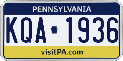 PA license plate KQA1936