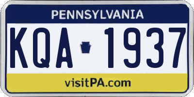 PA license plate KQA1937