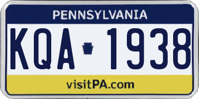PA license plate KQA1938