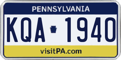 PA license plate KQA1940