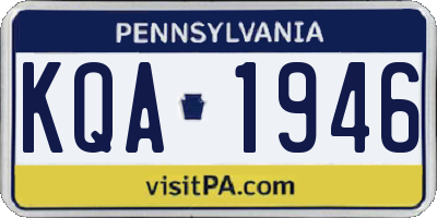 PA license plate KQA1946