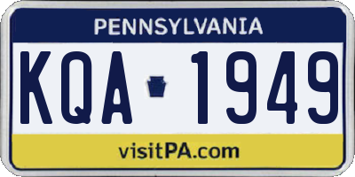 PA license plate KQA1949