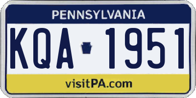 PA license plate KQA1951