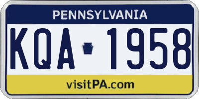 PA license plate KQA1958