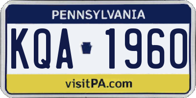PA license plate KQA1960