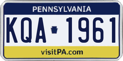 PA license plate KQA1961