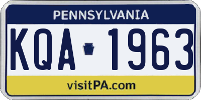 PA license plate KQA1963
