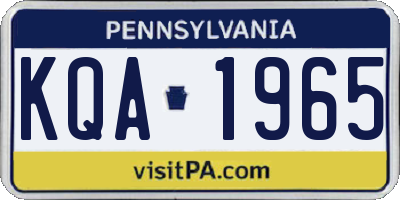 PA license plate KQA1965