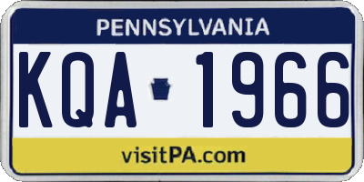 PA license plate KQA1966