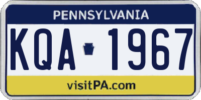 PA license plate KQA1967