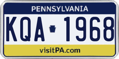 PA license plate KQA1968