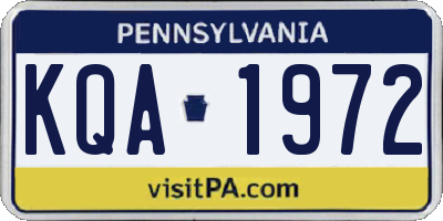 PA license plate KQA1972