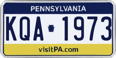 PA license plate KQA1973