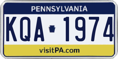 PA license plate KQA1974