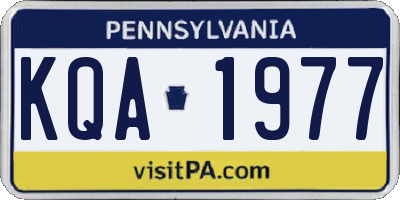 PA license plate KQA1977
