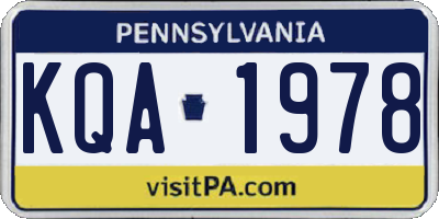 PA license plate KQA1978