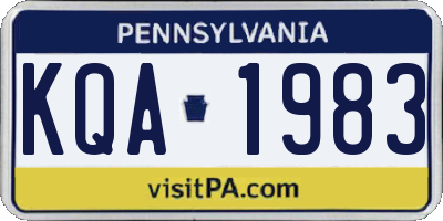 PA license plate KQA1983