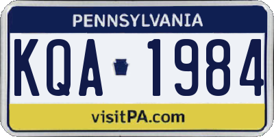 PA license plate KQA1984