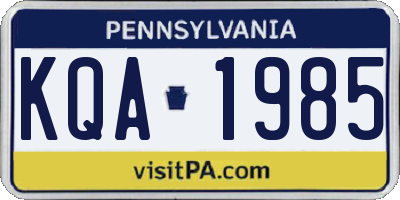PA license plate KQA1985
