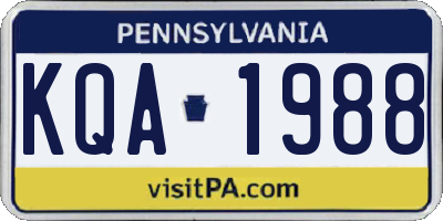 PA license plate KQA1988