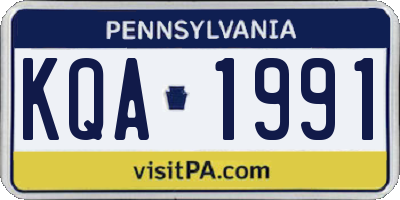 PA license plate KQA1991