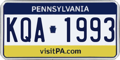 PA license plate KQA1993