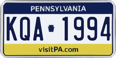 PA license plate KQA1994