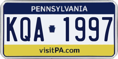 PA license plate KQA1997