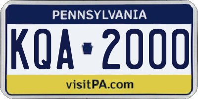PA license plate KQA2000