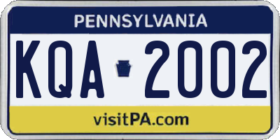 PA license plate KQA2002