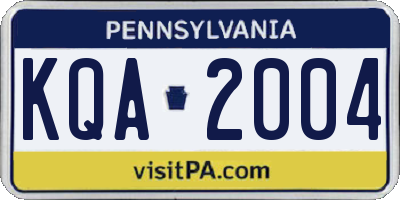 PA license plate KQA2004