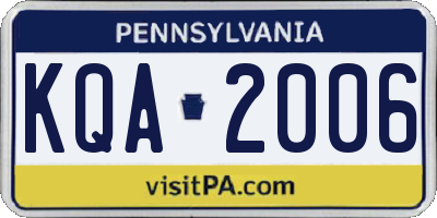 PA license plate KQA2006