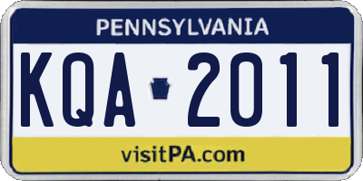 PA license plate KQA2011