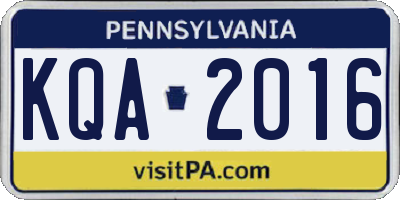 PA license plate KQA2016