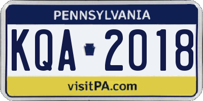 PA license plate KQA2018