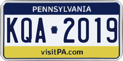 PA license plate KQA2019