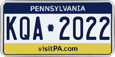 PA license plate KQA2022