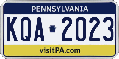 PA license plate KQA2023