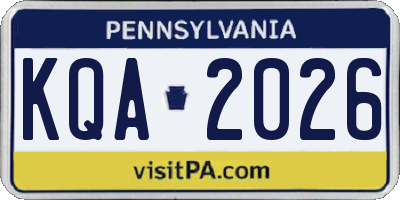 PA license plate KQA2026