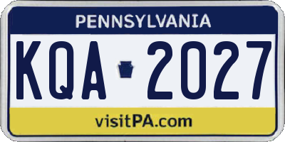 PA license plate KQA2027