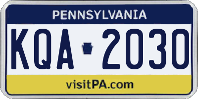 PA license plate KQA2030