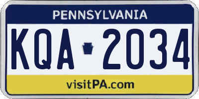 PA license plate KQA2034