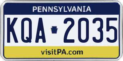 PA license plate KQA2035