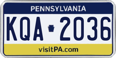 PA license plate KQA2036