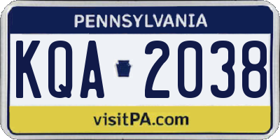 PA license plate KQA2038